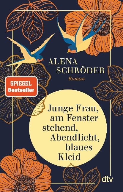 Cover: Junge Frau, am Fenster stehend, Abendlicht, blaues Kleid